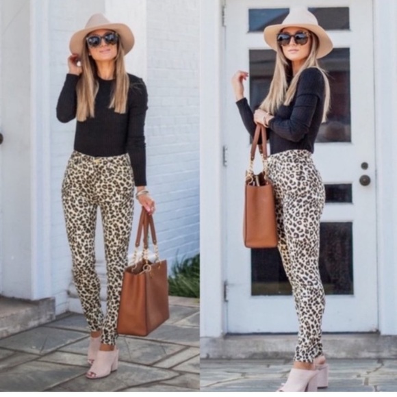 FRAME Denim Ali High Rise Cigarette Leopard Print Beige Multi Jeans Size 27 - Picture 4 of 11